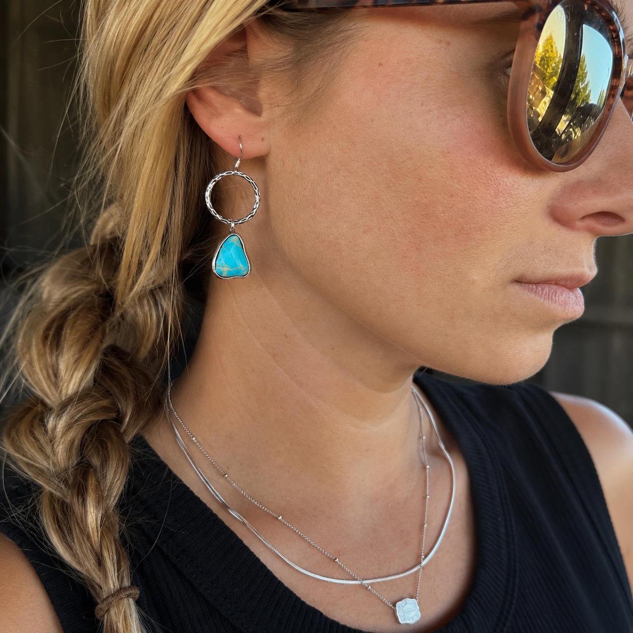 Turquoise Horizon Hoop Earrings