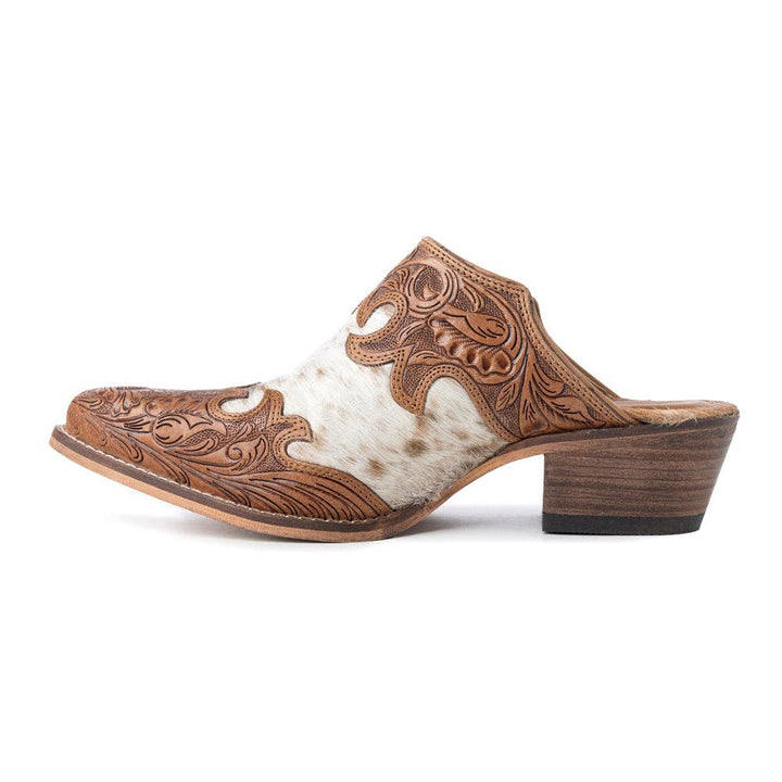 Lacey Hand-Tooled Leather Mules