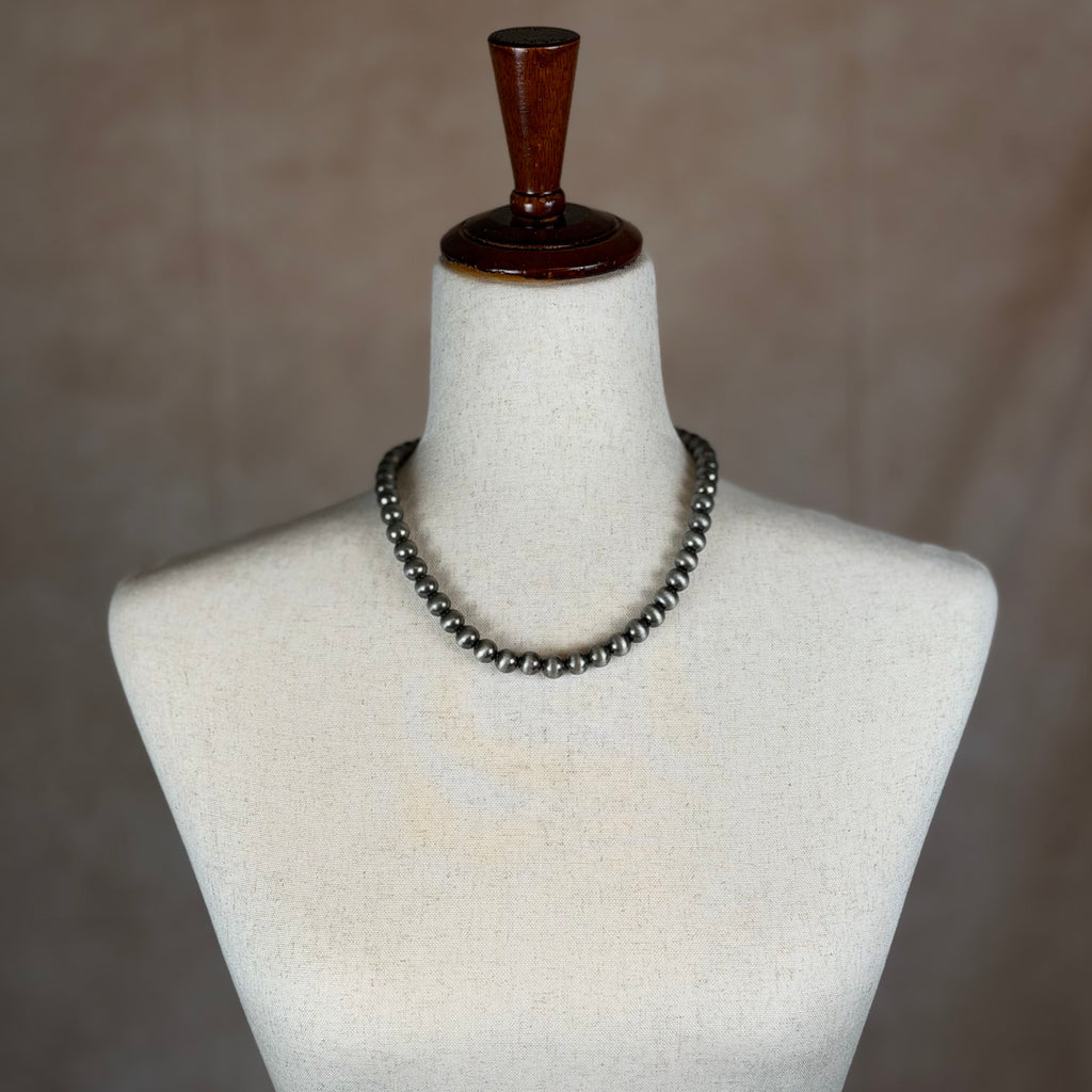 Navajo-Inspired Pearl Necklace | 16” Short | 10mm