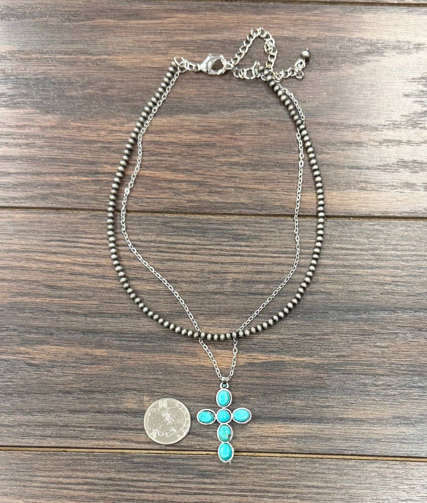 739800, 16" Western Cross Strand Necklace