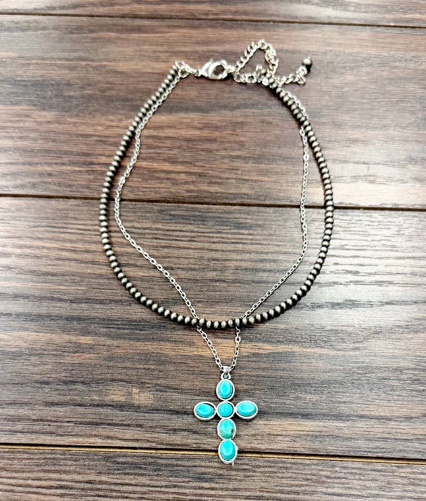 739800, 16" Western Cross Strand Necklace