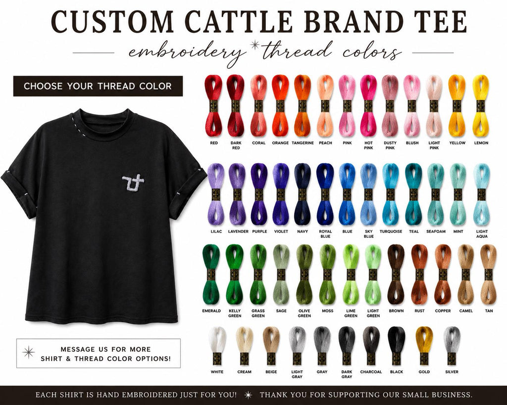 Custom Cattle Brand Embroidered Tee | Personalized Ranch Brand Shirt