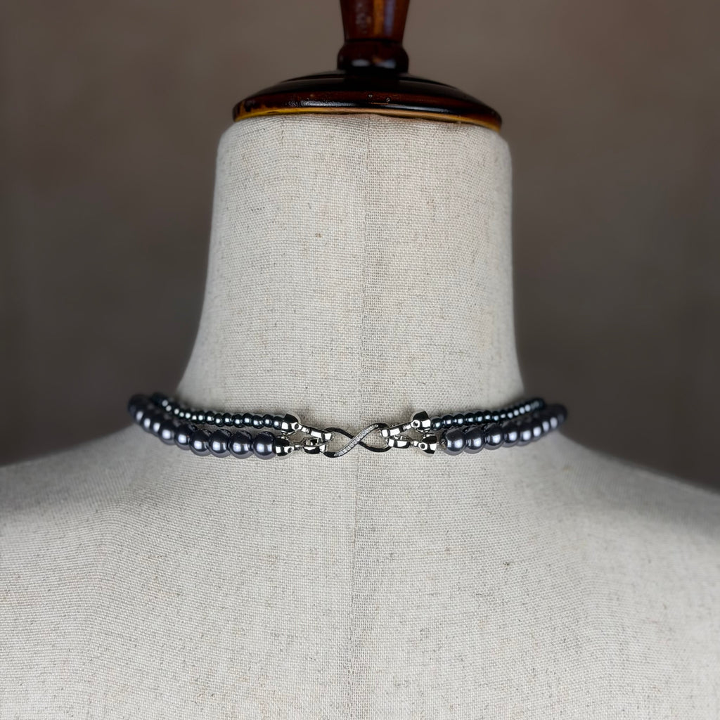 Blackened Silver Spur Layered Necklace Set NEW