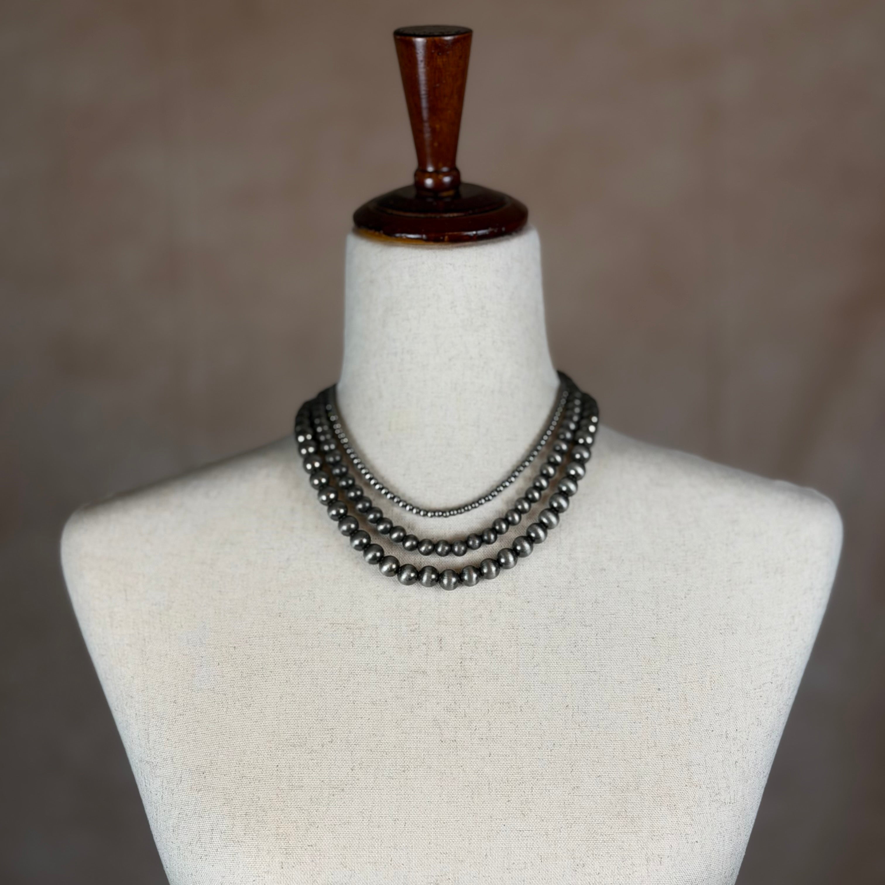 Navajo-Inspired Pearl Necklace | 16” Short | 8mm