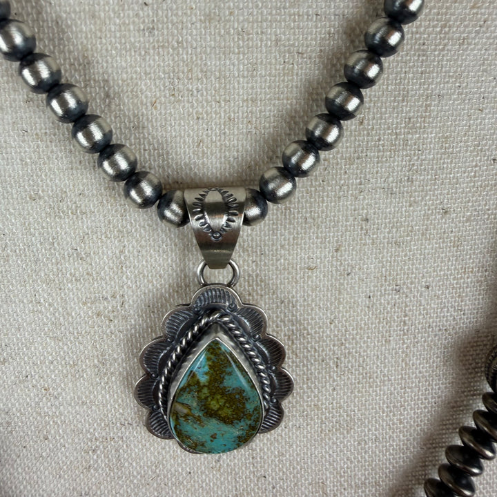 Handcrafted Sterling Silver &amp; Royston Turquoise Pendant by David Skeets