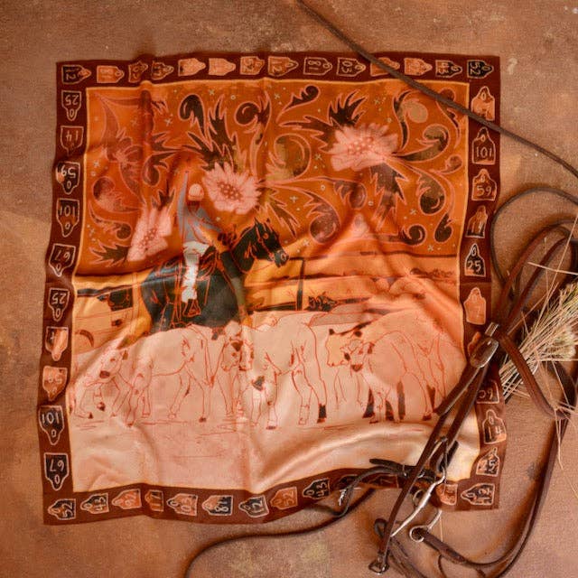 Round Up Floral Cattle Cowgirl Western Wild Rag