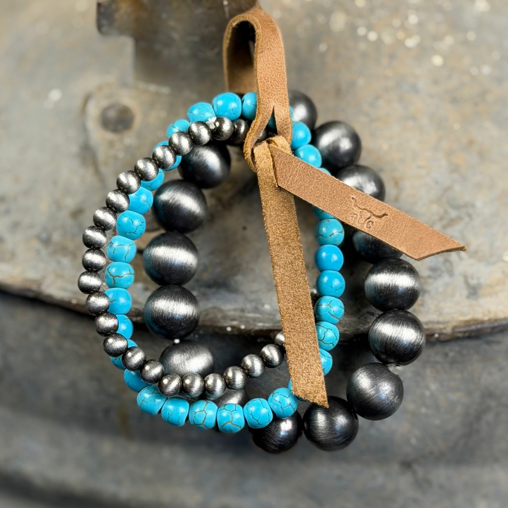 Turquoise Stone Stacked Bracelet