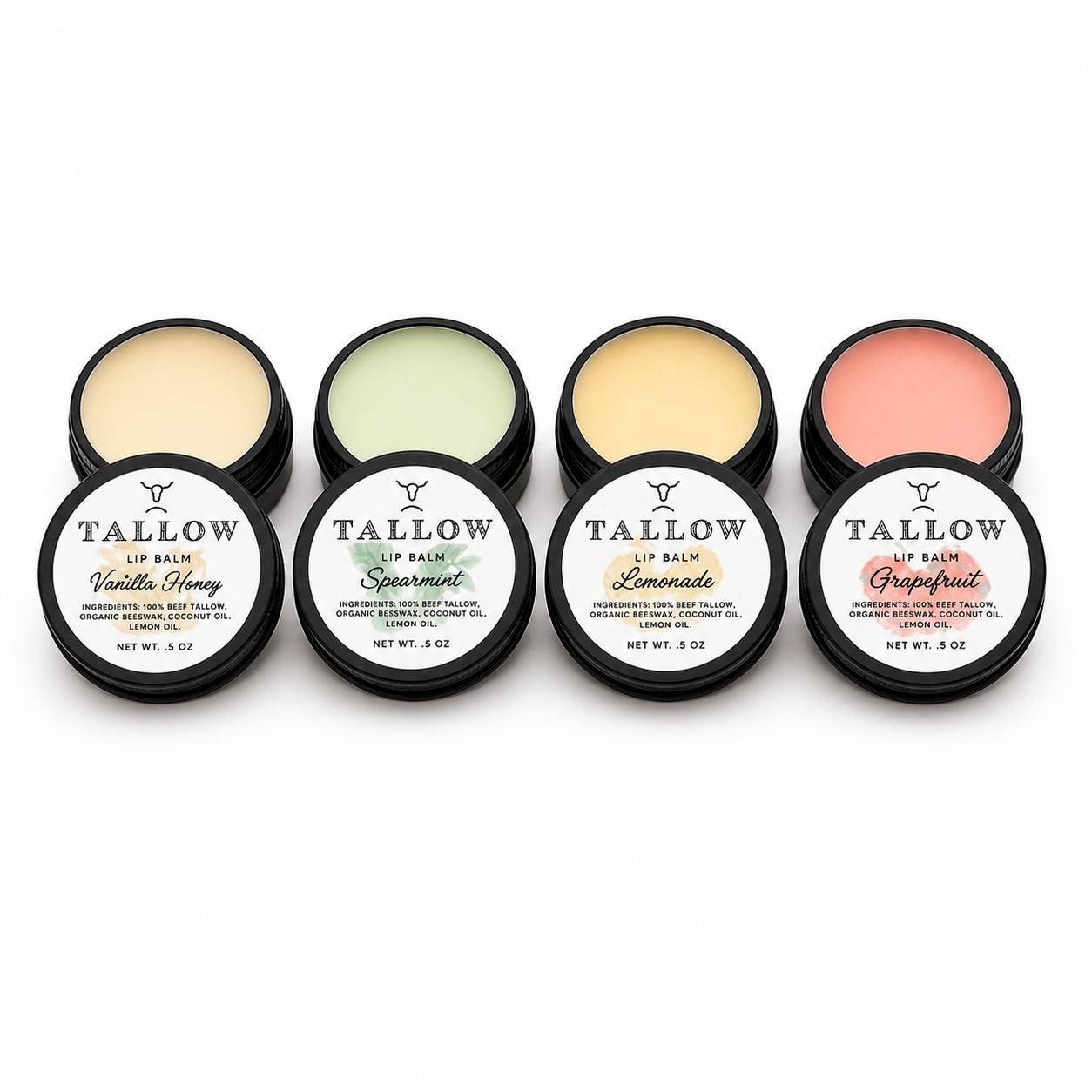 Tallow Lip Balm| Vanilla Honey, Spearmint, Lemonade, Grapefruit