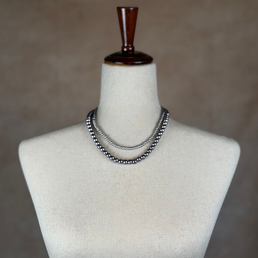 Blackened Silver Spur Layered Necklace Set NEW