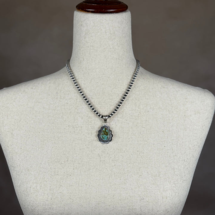 Handcrafted Sterling Silver &amp; Royston Turquoise Pendant by David Skeets