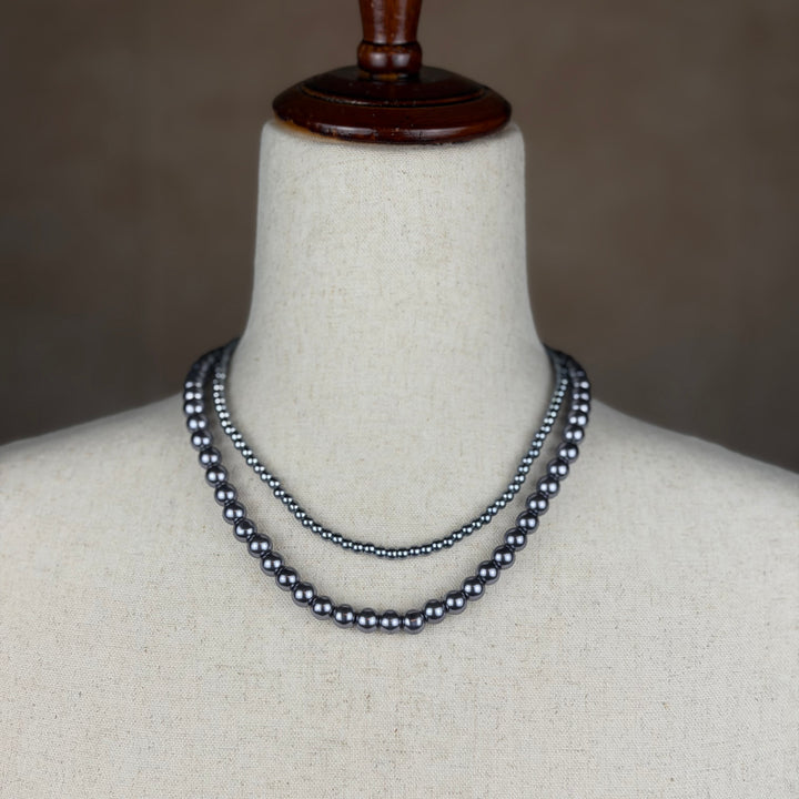 Blackened Silver Spur Layered Necklace Set NEW