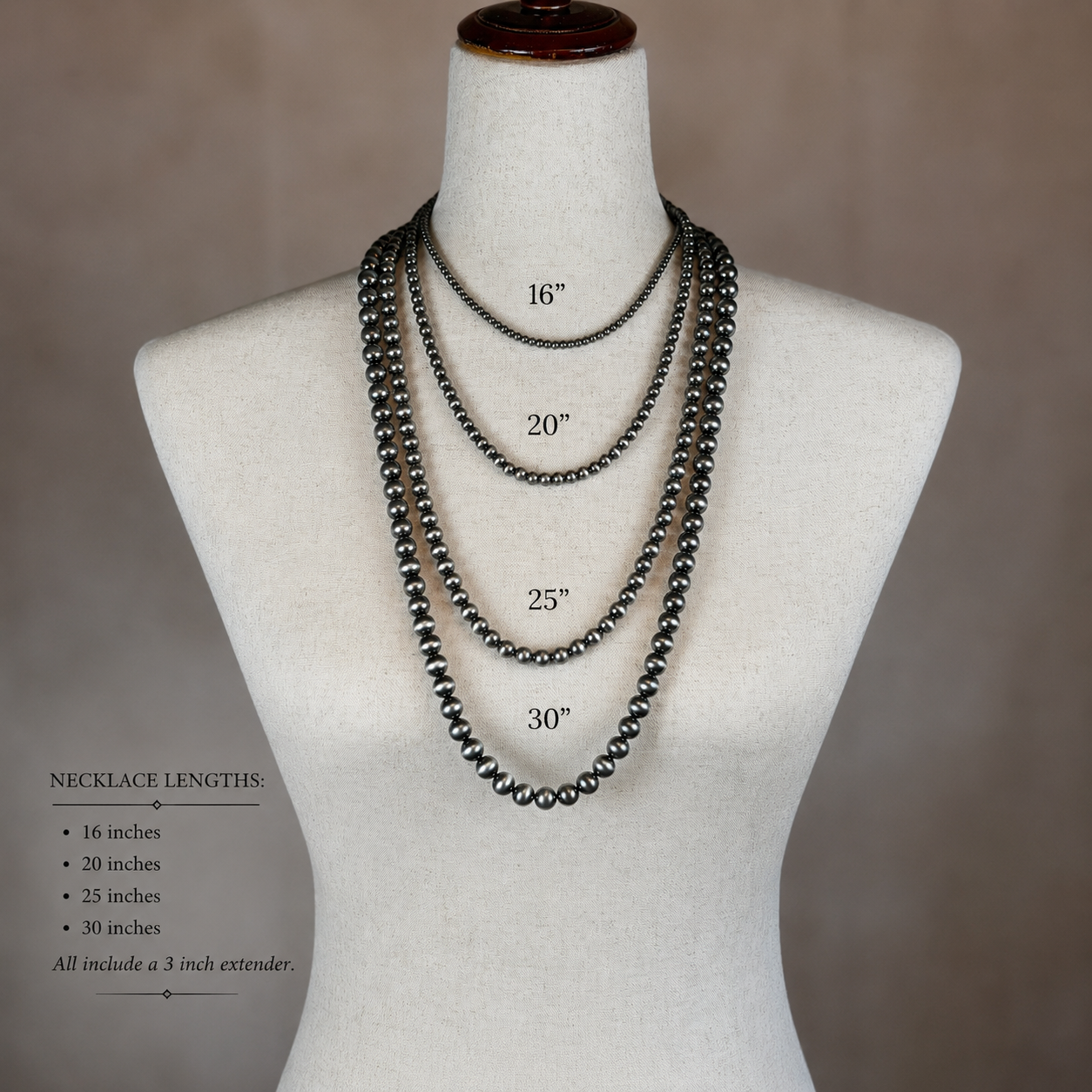 Navajo-Inspired Pearl Necklace | 18” Short | 6mm