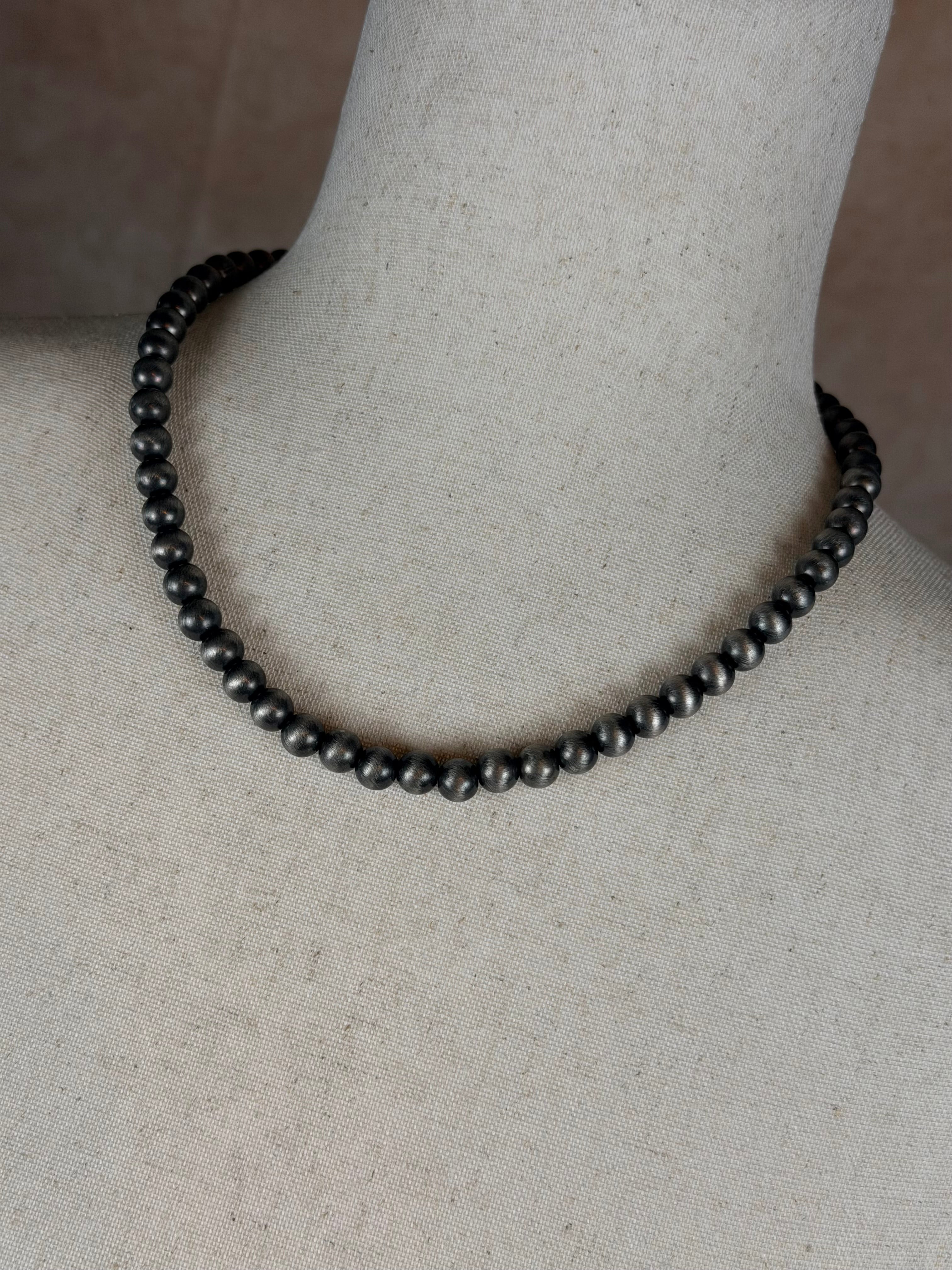 Navajo-Inspired Pearl Necklace | 16” Short | 8mm