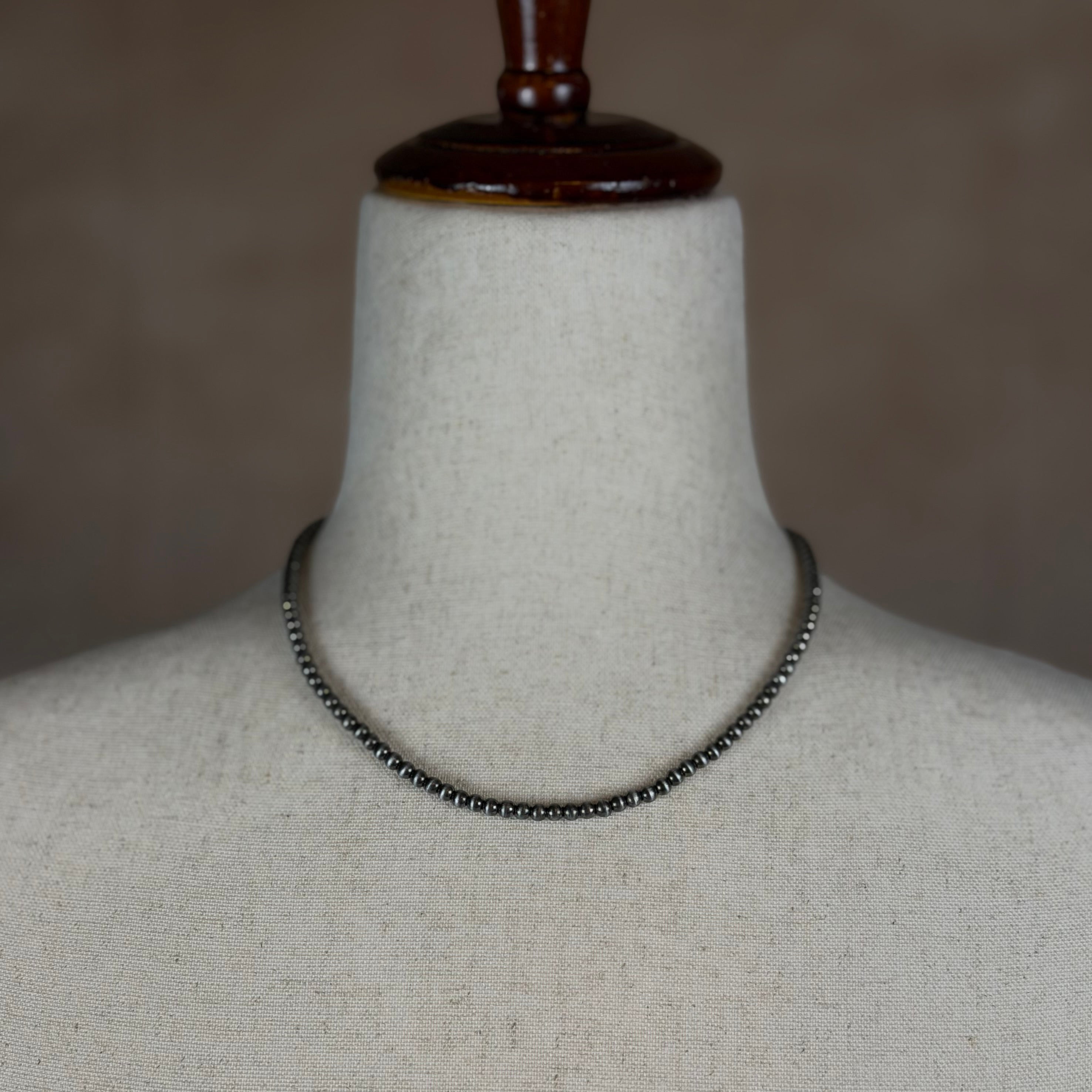 Navajo-Inspired Pearl Necklace | 16” Short | 4mm