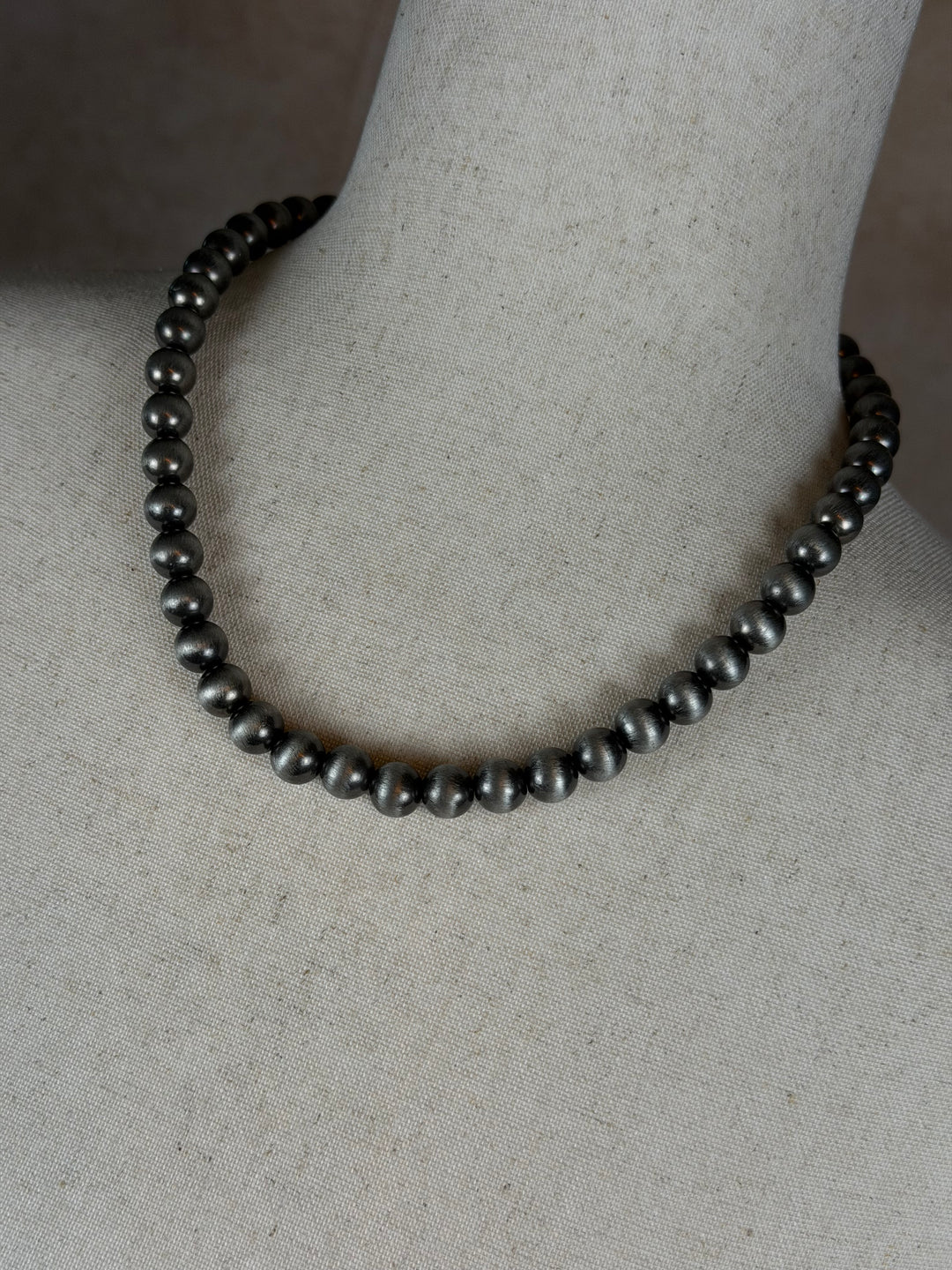 Navajo-Inspired Pearl Necklace | 16” Short | 10mm