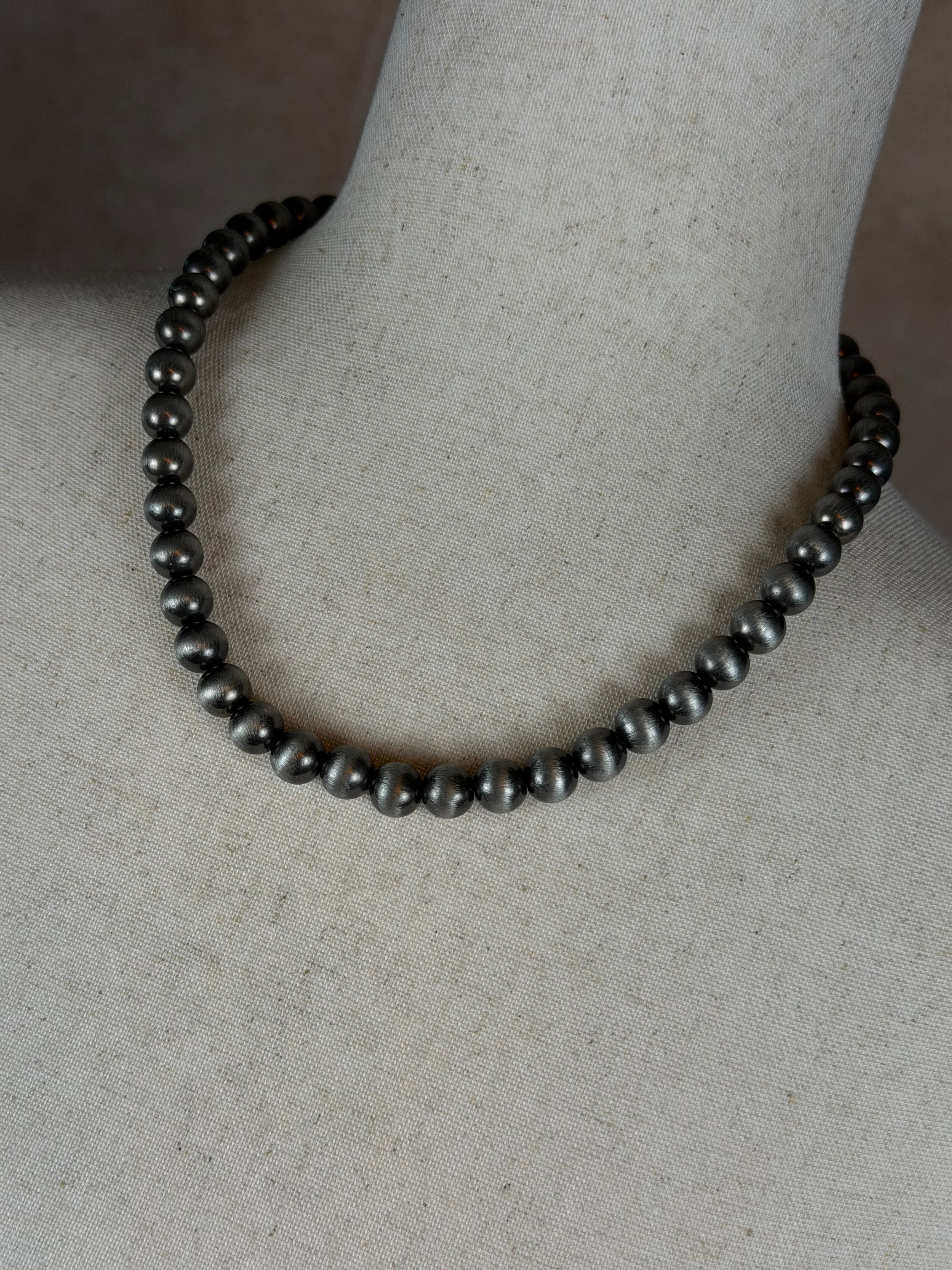 Navajo-Inspired Pearl Necklace | 16” Short | 10mm