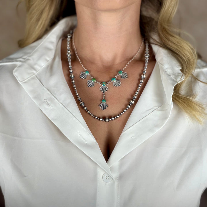Handmade Sterling Silver Turquoise Necklace and Earrings Set