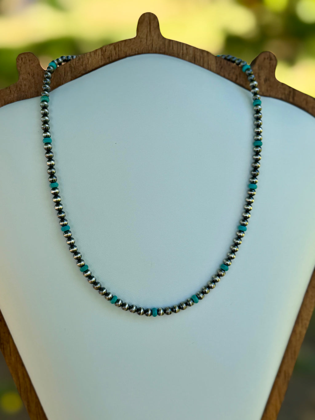 Sterling Sliver Navajo Pearls with Turquoise - 4mm