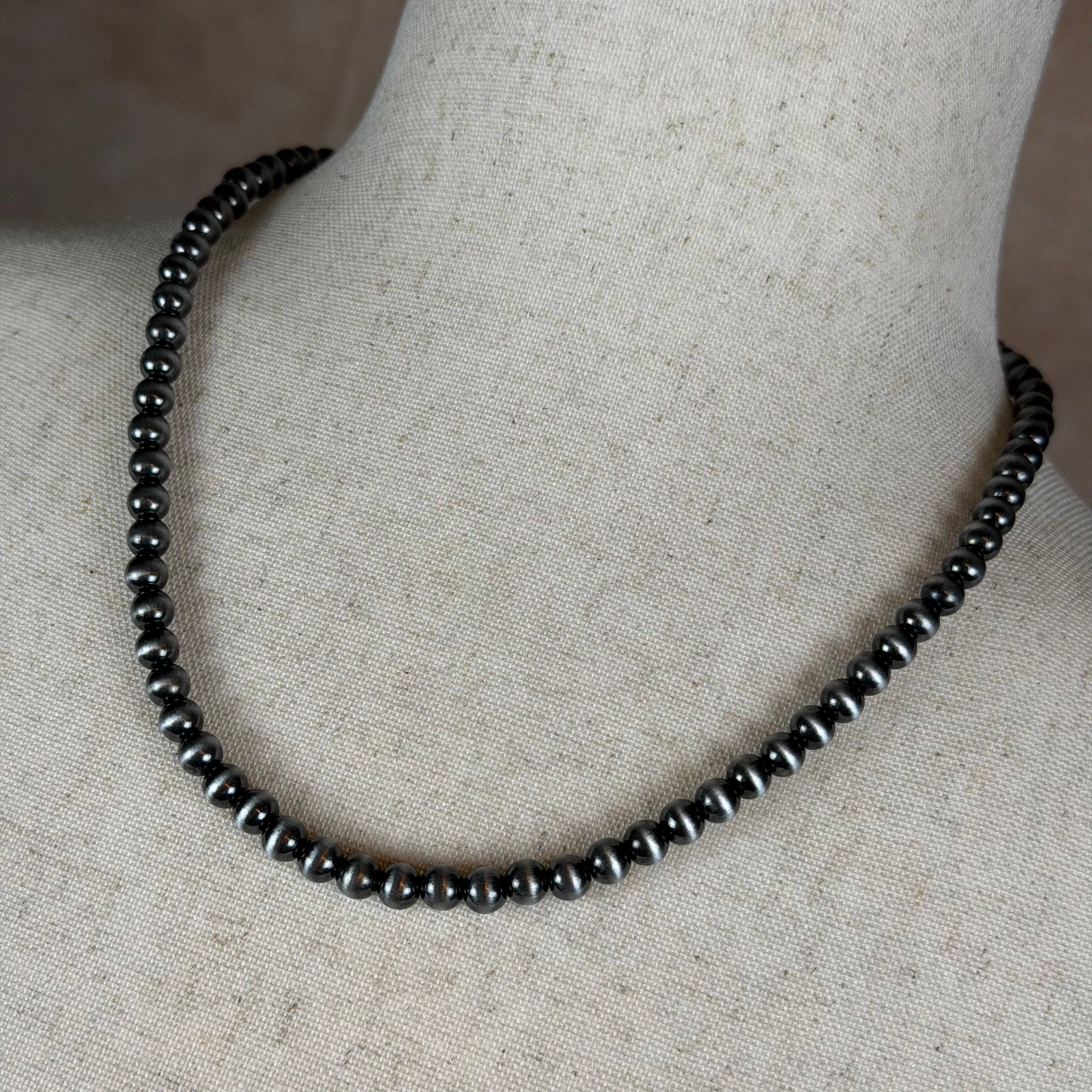 Navajo-Inspired Pearl Necklace | 18” Short | 6mm