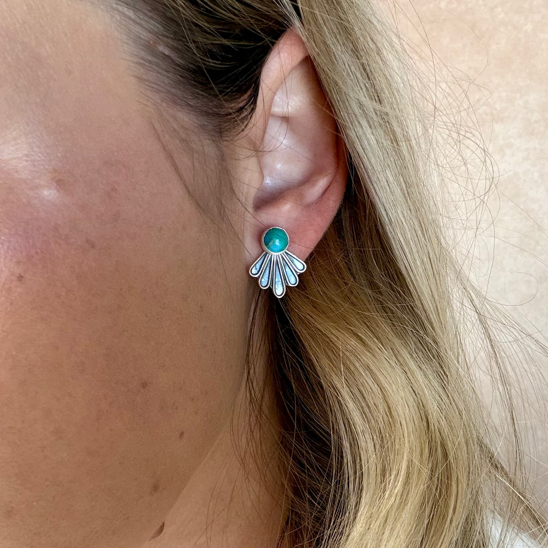 Handmade Sterling Silver Turquoise Necklace and Earrings Set