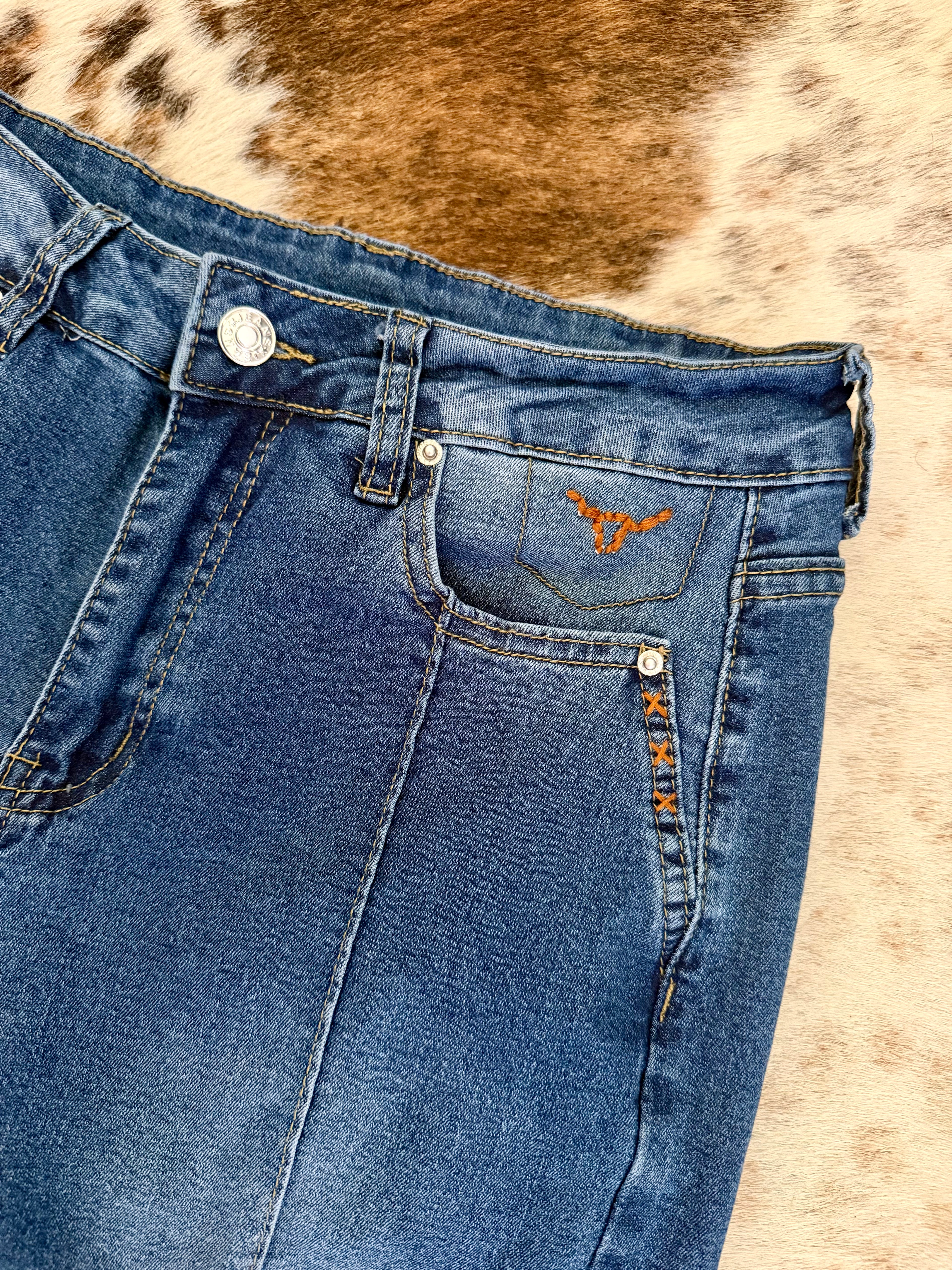 Rustline Cuffed Wide Leg Jeans