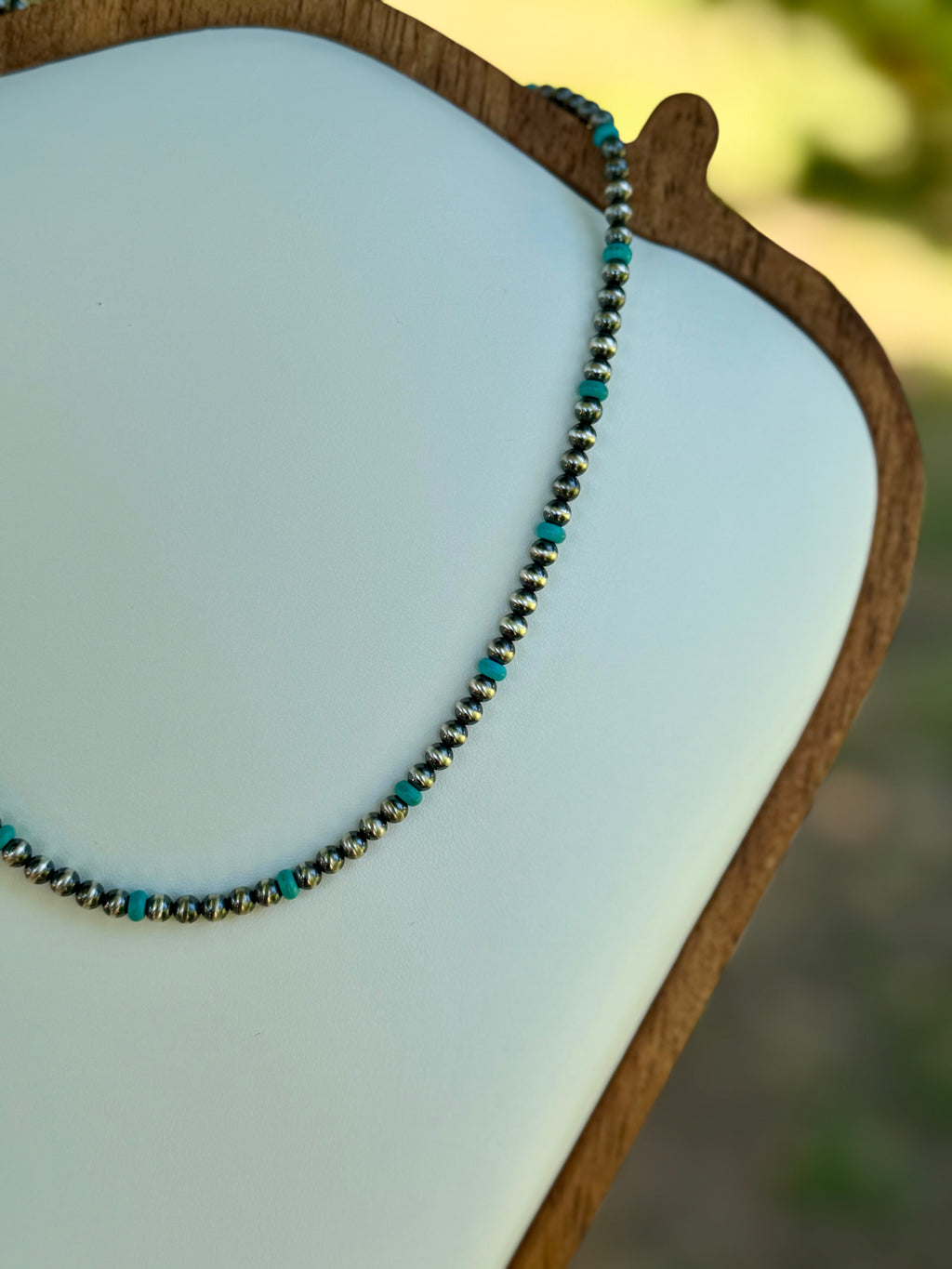 Sterling Sliver Navajo Pearls with Turquoise - 4mm