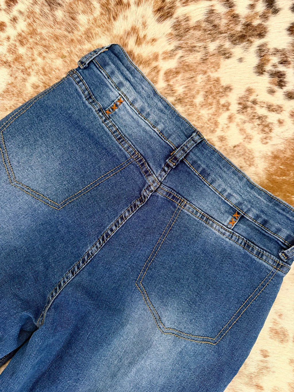 Rustline Cuffed Wide Leg Jeans
