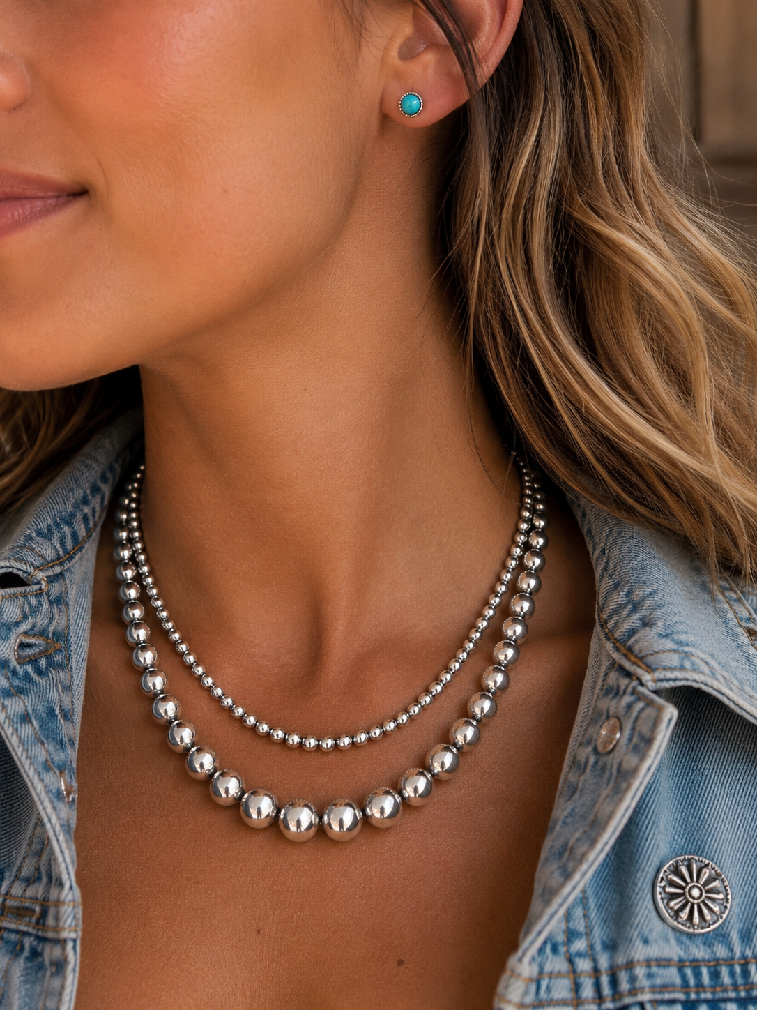 Silver Spur Layered Necklace Set