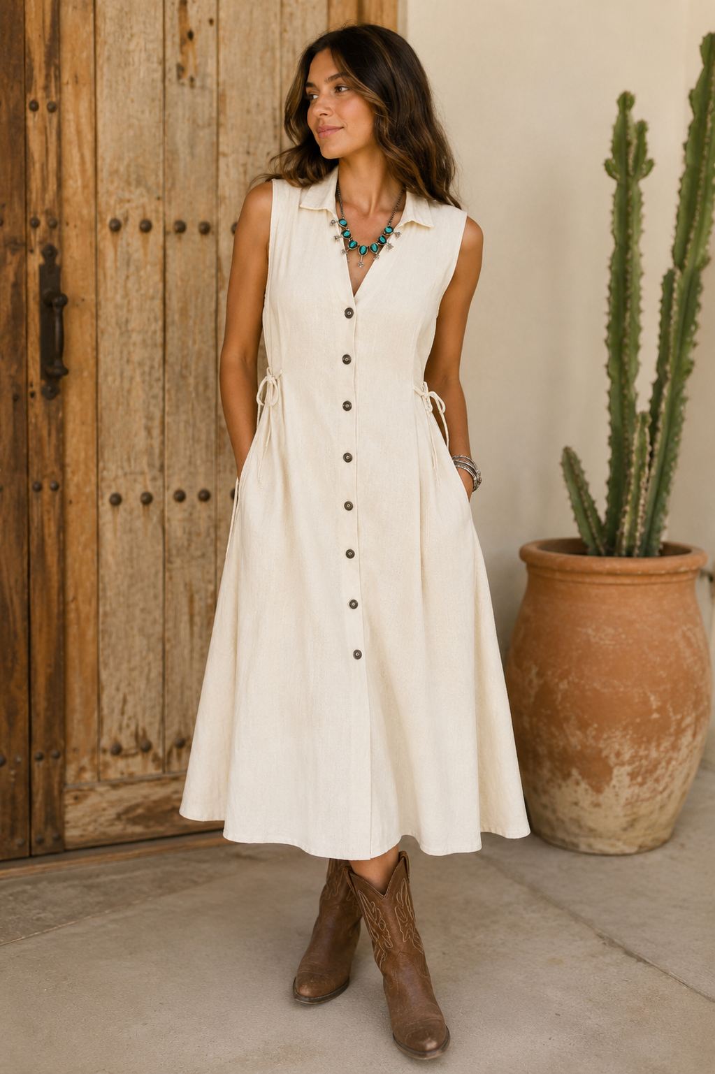 High Desert Linen Midi Dress