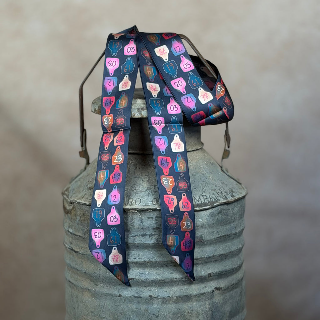 Cattle Tags Twilly Silk Scarf