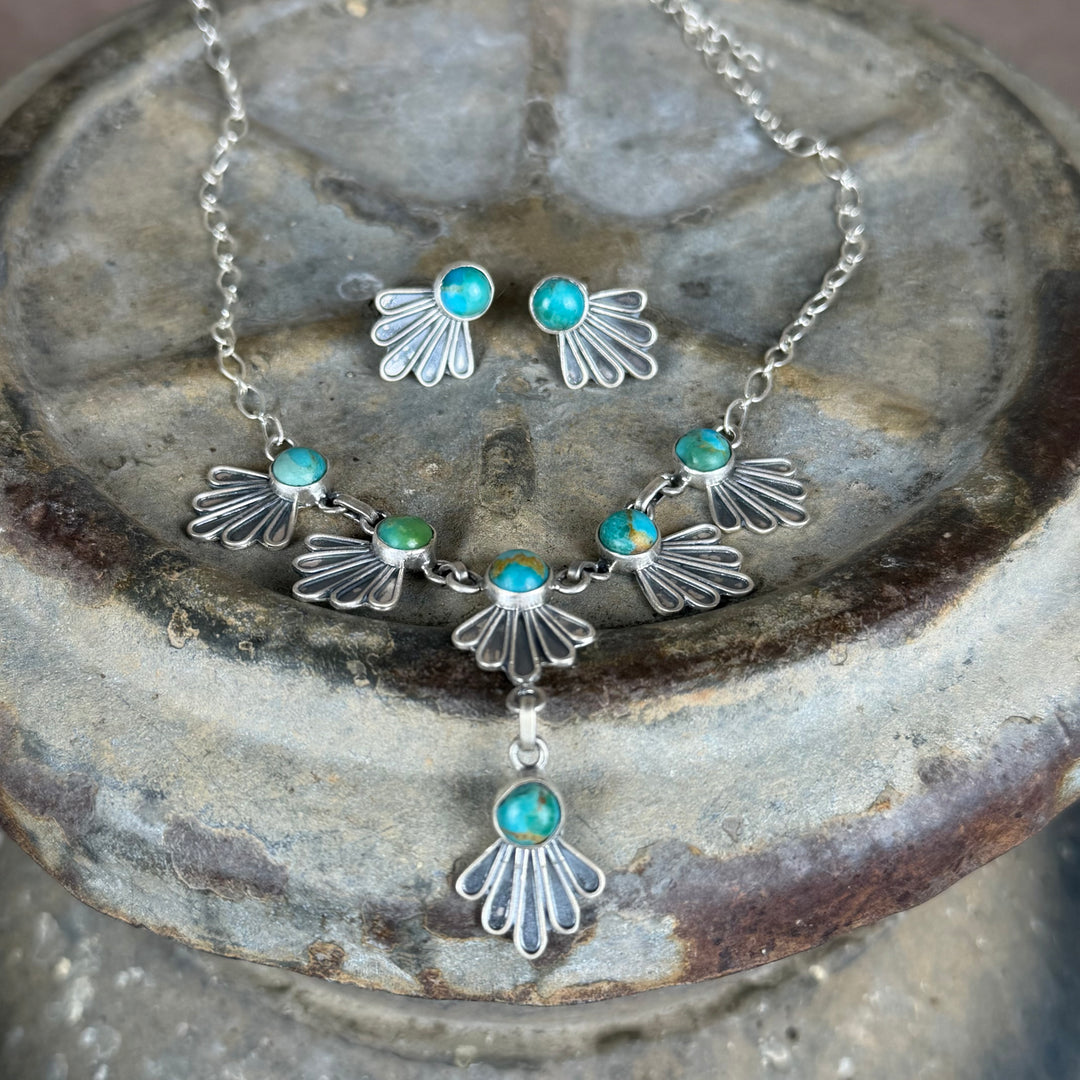 Handmade Sterling Silver Turquoise Necklace and Earrings Set