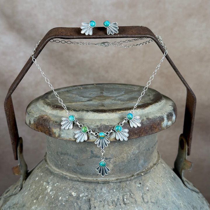 Handmade Sterling Silver Turquoise Necklace and Earrings Set