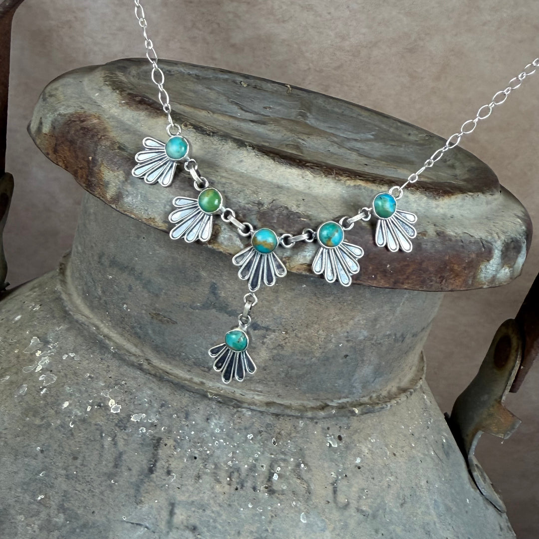 Handmade Sterling Silver Turquoise Necklace and Earrings Set