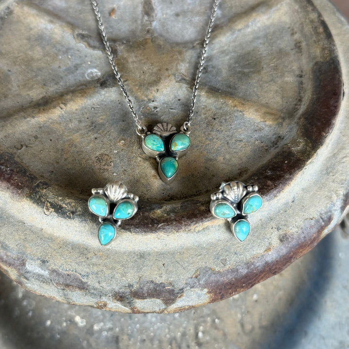 Kingman Trio Turquoise Necklace + Earring Set