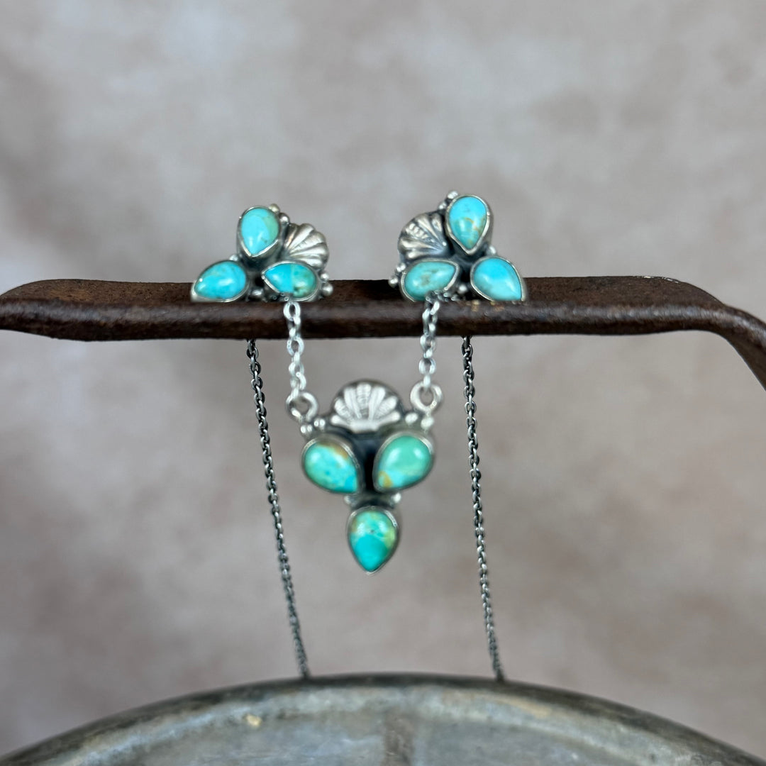 Kingman Trio Turquoise Necklace + Earring Set