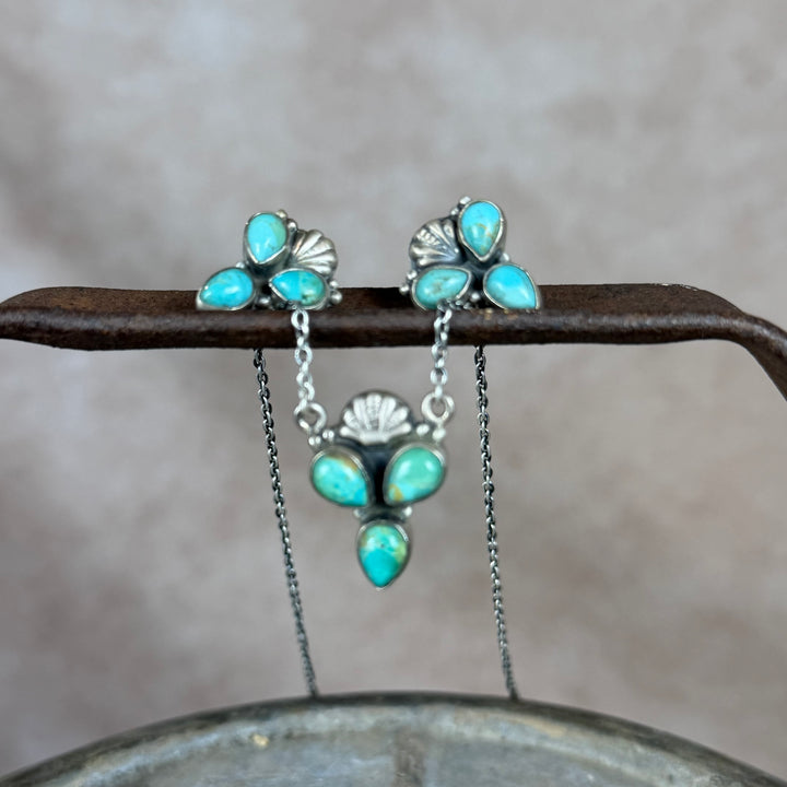Kingman Trio Turquoise Necklace + Earring Set