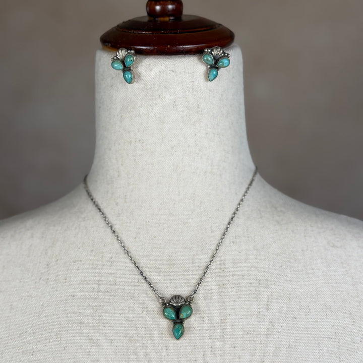 Kingman Trio Turquoise Necklace + Earring Set