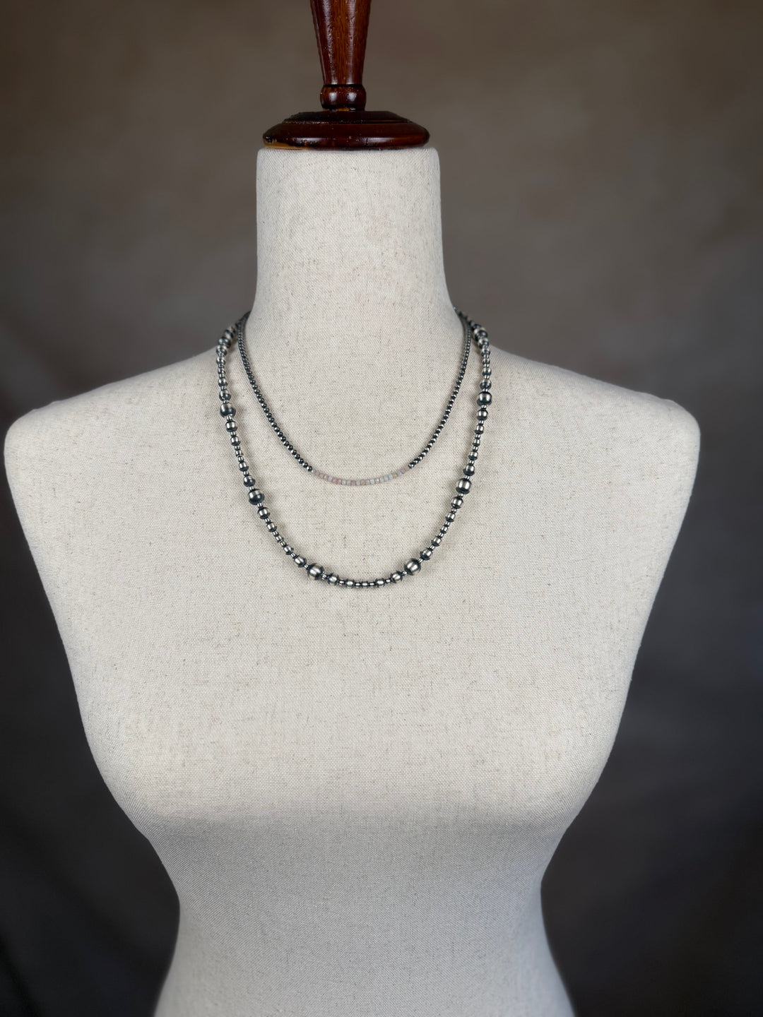 Handcrafted Sterling Silver Pearl &amp; Queen Pink Conch Beaded Necklace 3mm | 18"