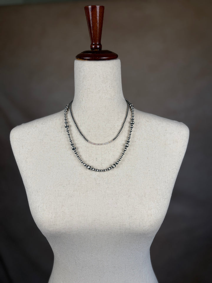 Handcrafted Sterling Silver Pearl Beaded Necklace | 22"
