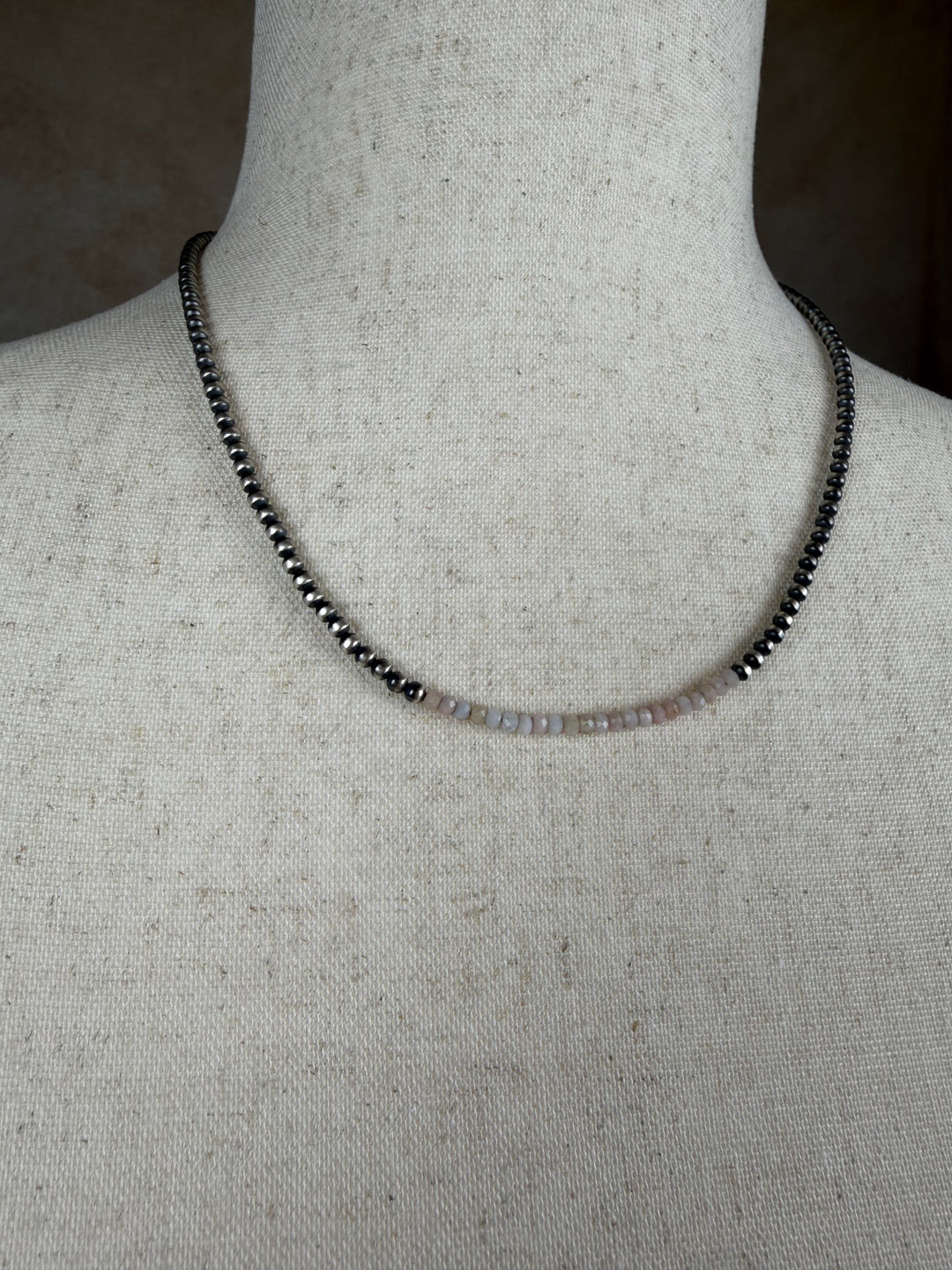Handcrafted Sterling Silver Pearl &amp; Queen Pink Conch Beaded Necklace 3mm | 18"