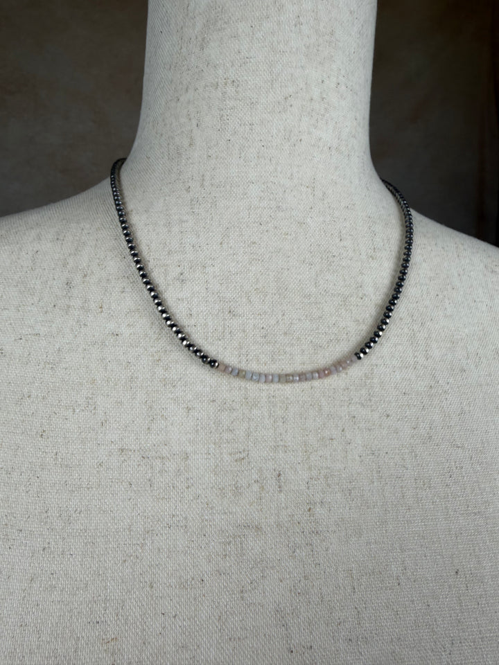 Handcrafted Sterling Silver Pearl &amp; Queen Pink Conch Beaded Necklace 3mm | 18"