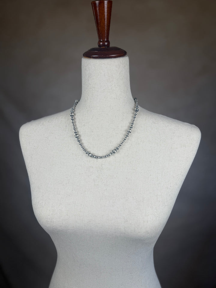 Handcrafted Sterling Silver Pearl Beaded Necklace | 20"