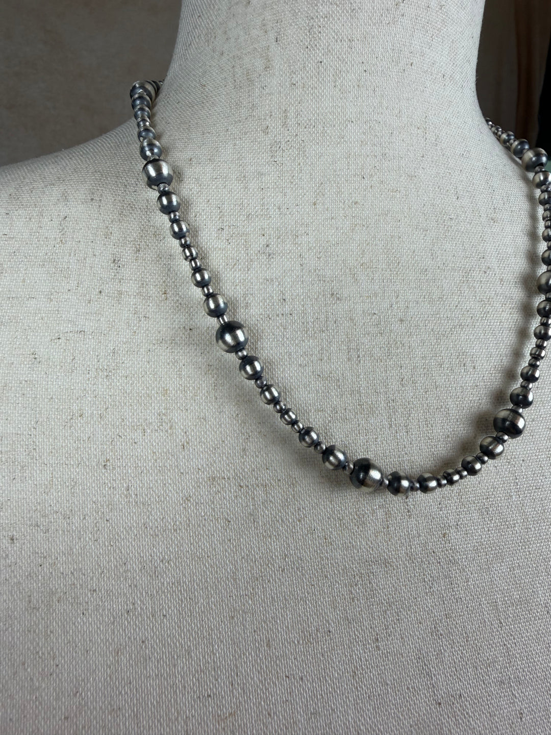 Handcrafted Sterling Silver Pearl Beaded Necklace | 20"
