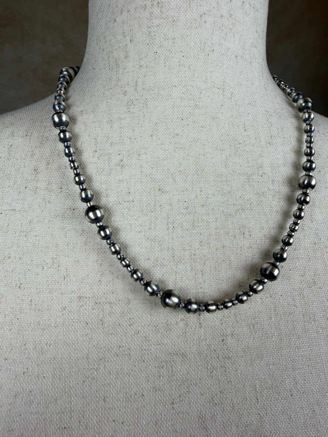 Handcrafted Sterling Silver Pearl Beaded Necklace | 20"