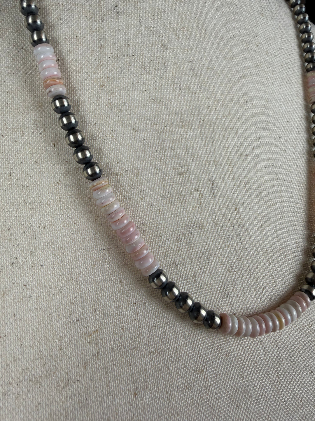 Handcrafted Sterling Silver Pearl &amp; Queen Pink Conch Beaded Necklace 5mm | 20"