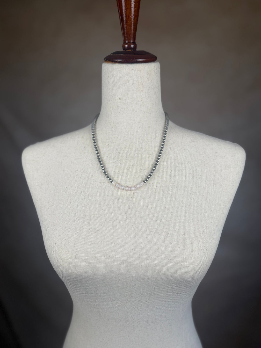 Handcrafted Sterling Silver Pearl &amp;amp; Queen Pink Conch Beaded Necklace 6mm