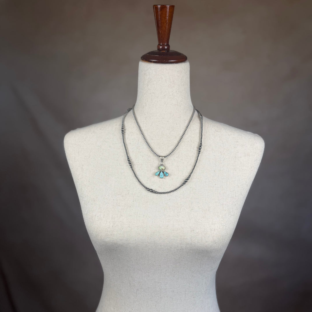 Handmade Sterling Silver Paloma with Turquoise Pendant