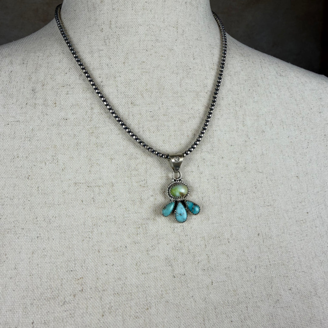 Handmade Sterling Silver Paloma with Turquoise Pendant