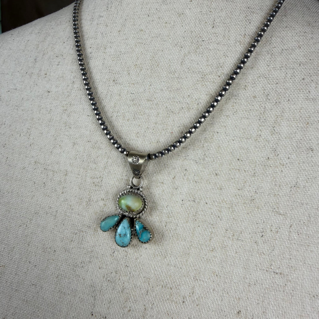 Handmade Sterling Silver Paloma with Turquoise Pendant