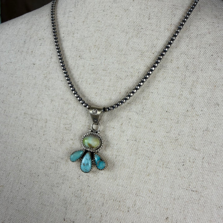 Handmade Sterling Silver Paloma with Turquoise Pendant